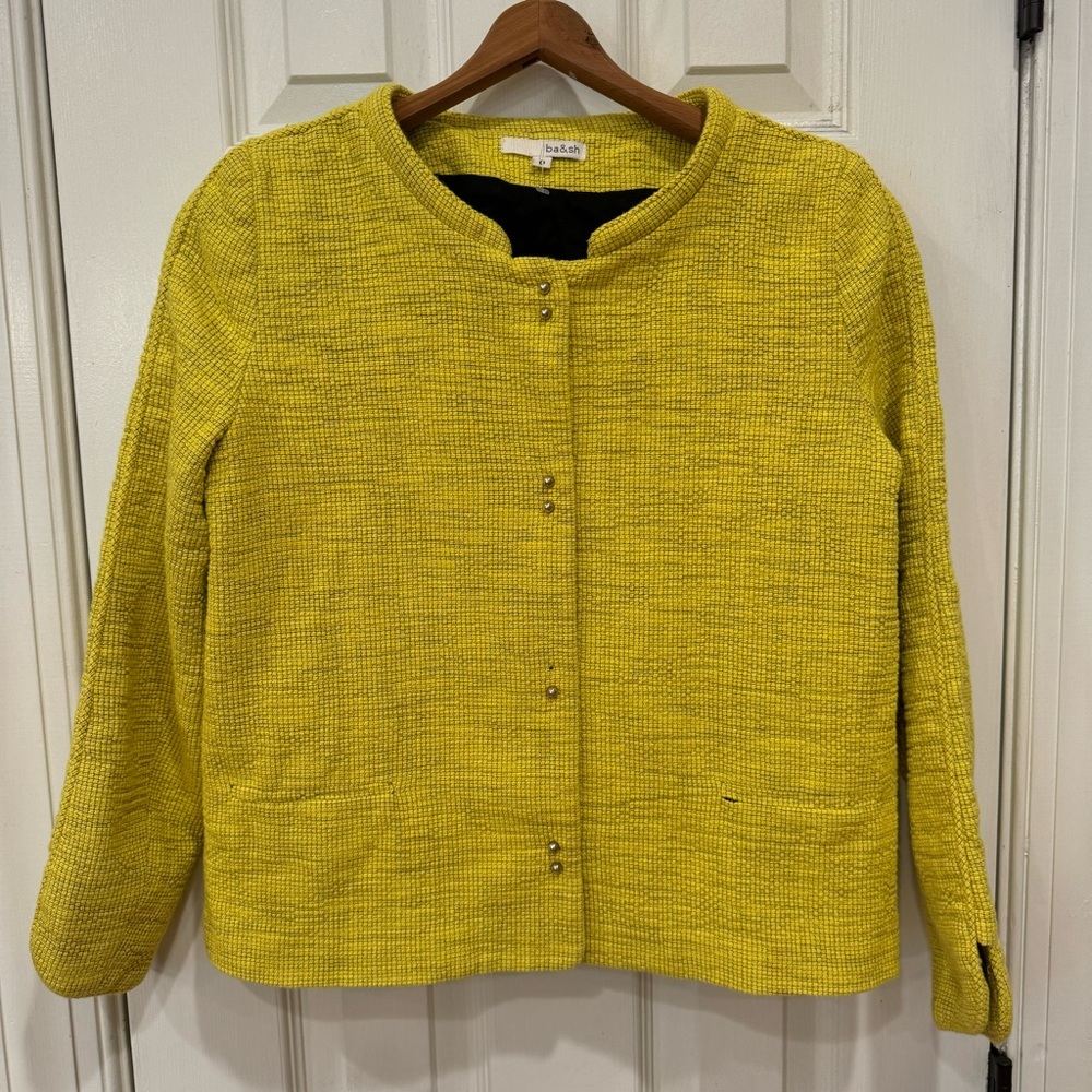 Ba&sh Studden Snap Down Black & Yellow Cardigan Size 0